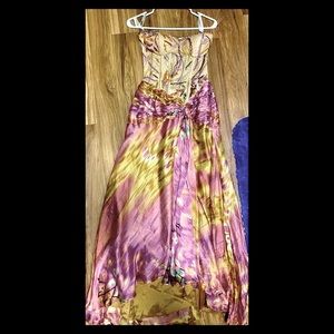 cassandra stone strapless multi color long dress sz 8
